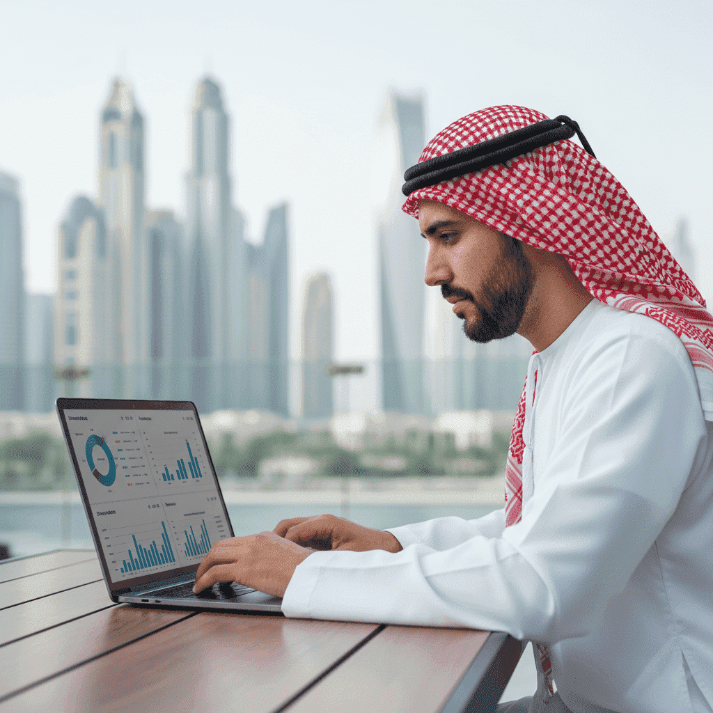  A graduate student studying a Master’s in Marketing while reviewing global trends in marketing and sales 