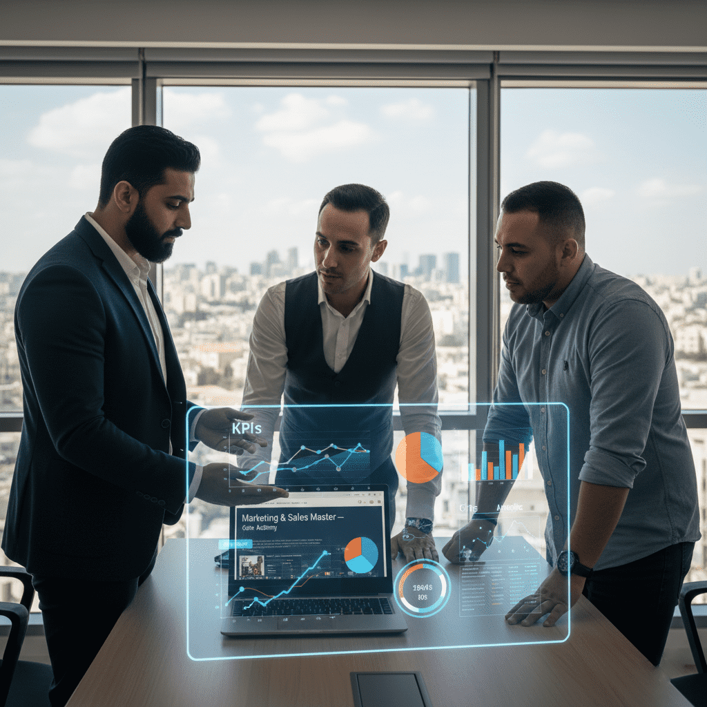  Three Jordanian professionals studying online Marketing and Sales Master 